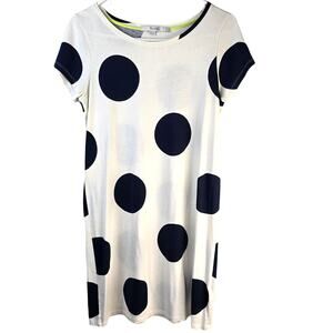 Boden Dress Women's 6 Navy Cream T Shirt Large Polka Dot Preppy Classic Beachy